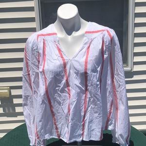 Gap Pink & White Long Sleeve Peasant Top Size Large